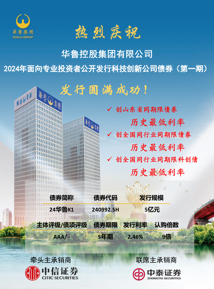 票面利率2.46% 华鲁集团成功发行5亿元5年期科技创新公司债 票面利率2.46% 华鲁集团成功发行5亿元5年期科技创新公司债.png